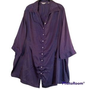 Vintage Plus Size Purple Long Line Button Down Tunic sz 24/26